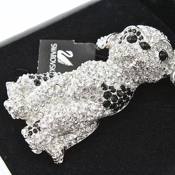 Opulent Sparkly Swarovski Signed Dalmatian Puppy Brooch - Picture 3 of 12